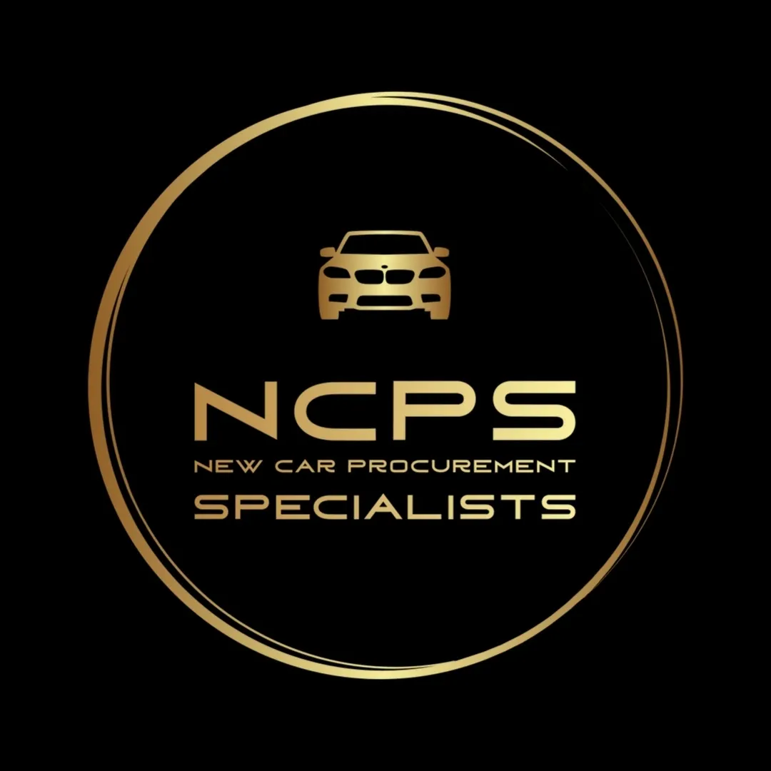 A gold and black logo for new car procurement specialists.
